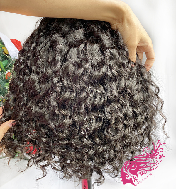 Csqueen Raw Mermaid Wave BOB Wig 4*4 Transparent Lace Closure BOB Wig 100% Human Hair 180%density - Click Image to Close